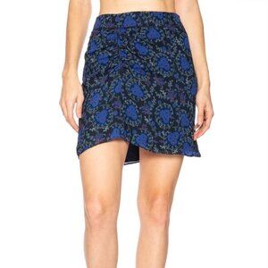Derek Lam 10 Crosby Ruched Side Skirt Black Floral size 4